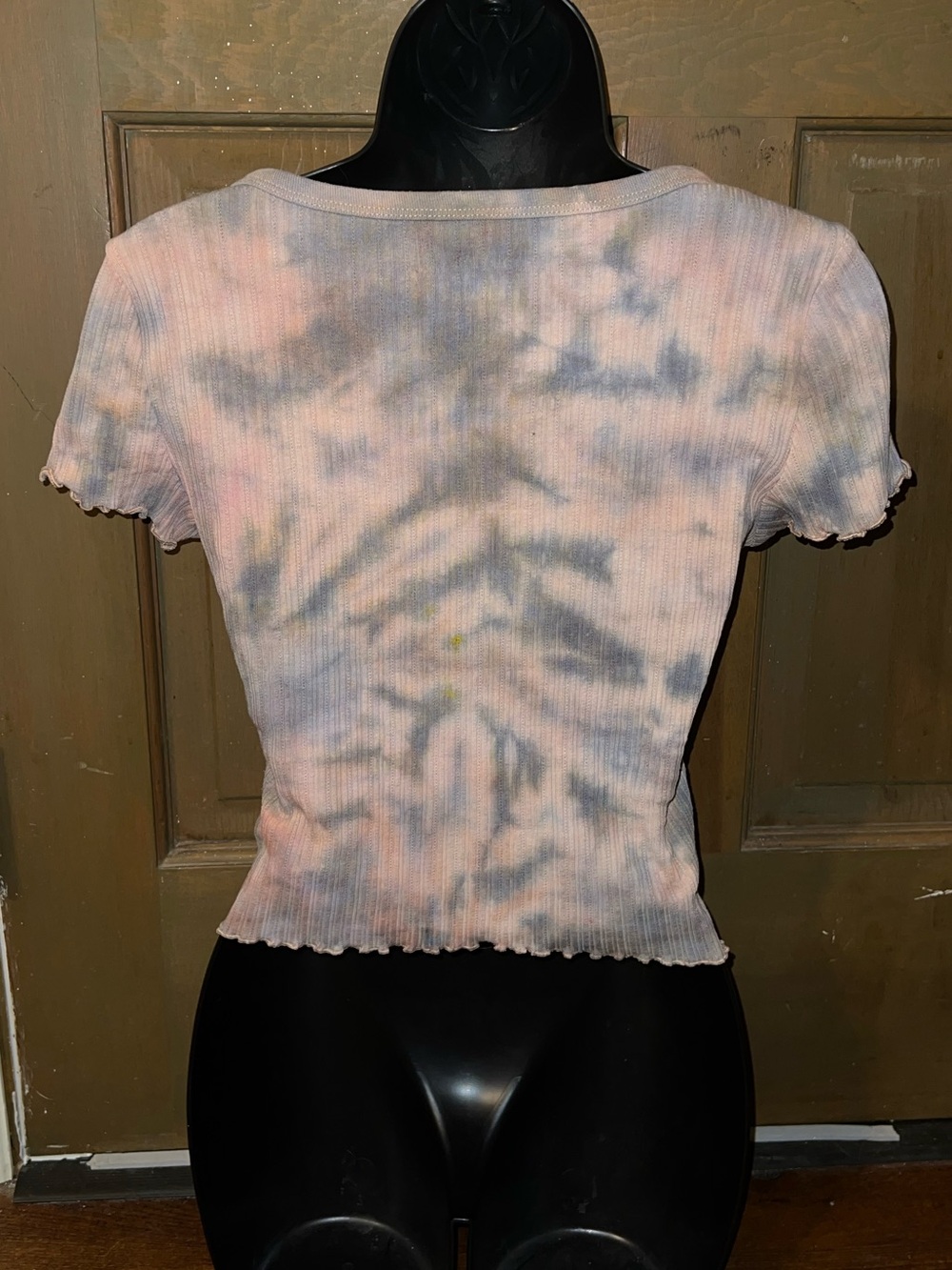 Aeropostale Y2K Seriously Soft Shrunken Ribbed Peach Tie-Dye Top Size M - Picture 7 of 9